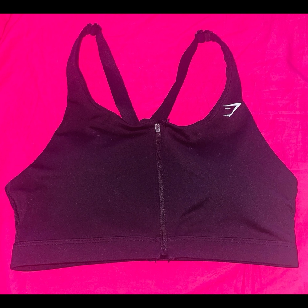 Gymshark Zip Up Training Sports Bra - Black